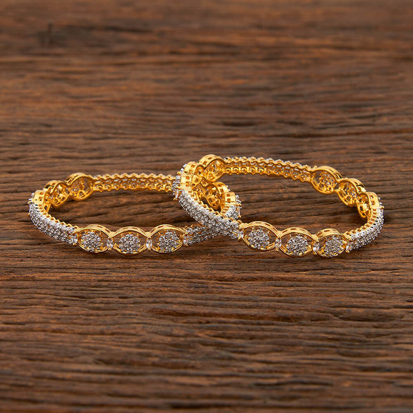 Cz Classic Bangles With 2 Tone Plating 418053