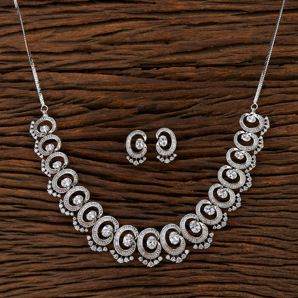 Cz Classic Necklace With Rhodium Plating 418232