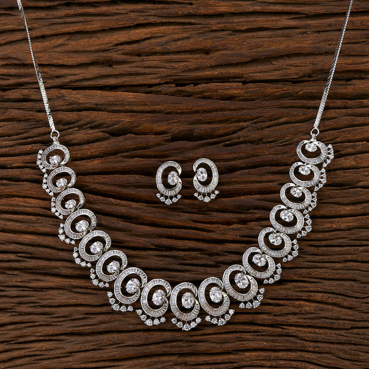 Cz Classic Necklace With Rhodium Plating 418232