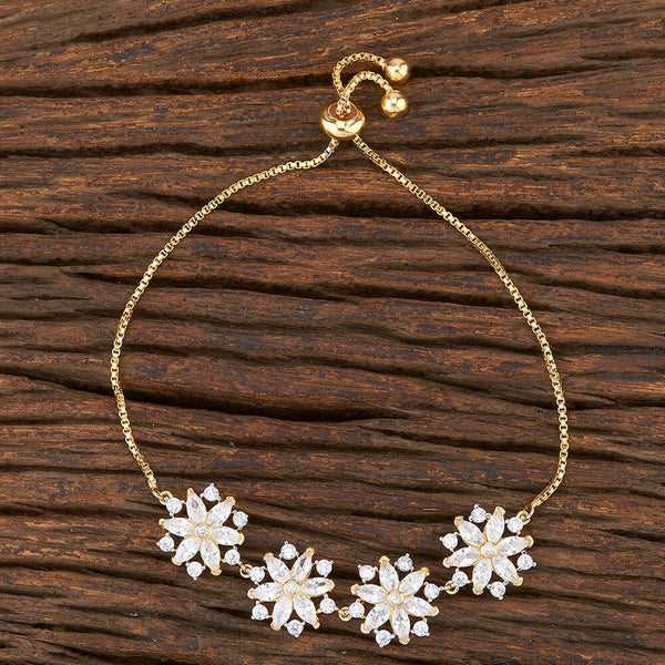 418845 Cz Adjustable Bracelet With 2 Tone Plating