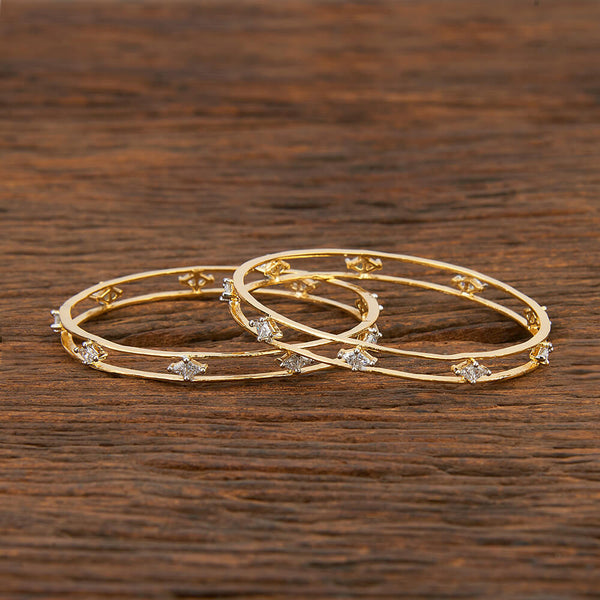 Cz Delicate Bangles With 2 Tone Plating 419253