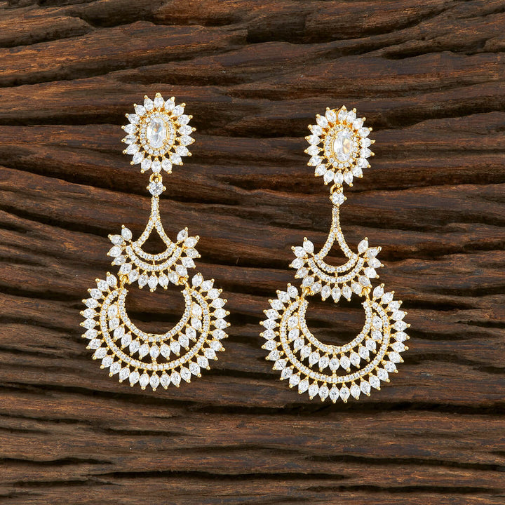 Cz Long Earring With 2 Tone Plating 419501