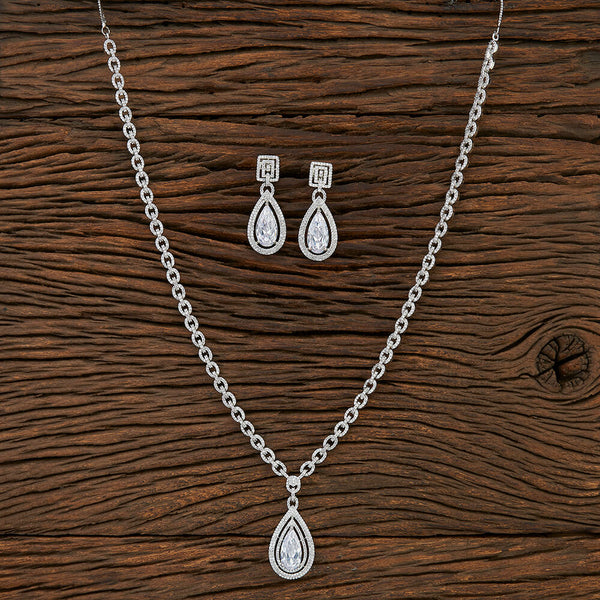 Cz Classic Necklace With Rhodium Plating 419671