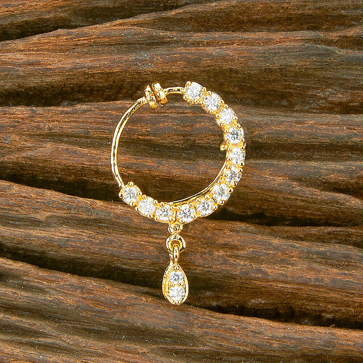 American Diamond Delicate Nose Ring With 2 Tone Gold Plating 419685