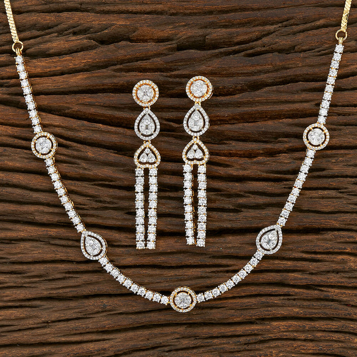 Cz Delicate Necklace With 2 Tone Plating 420292