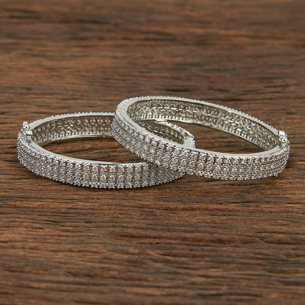 Cz Openable Bangles With Rhodium Plating 420373