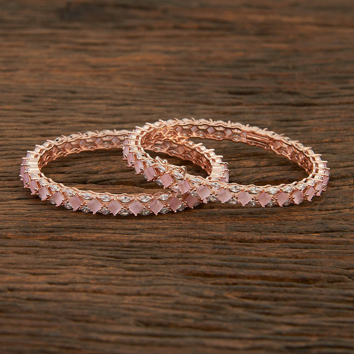 Cz Openable Bangles With Rose Gold Plating 420496