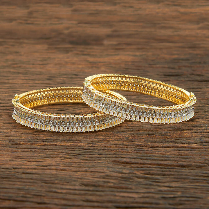 Cz Openable Bangles With 2 Tone Plating 420602