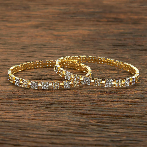 Cz Delicate Bangles With 2 Tone Plating 420608