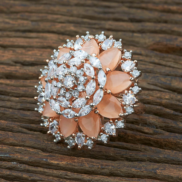 Cz Adjustable Ring With Rose Gold Plating 420836