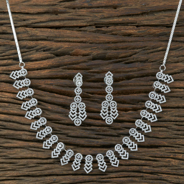 Cz Classic Necklace With Rhodium Plating 420909