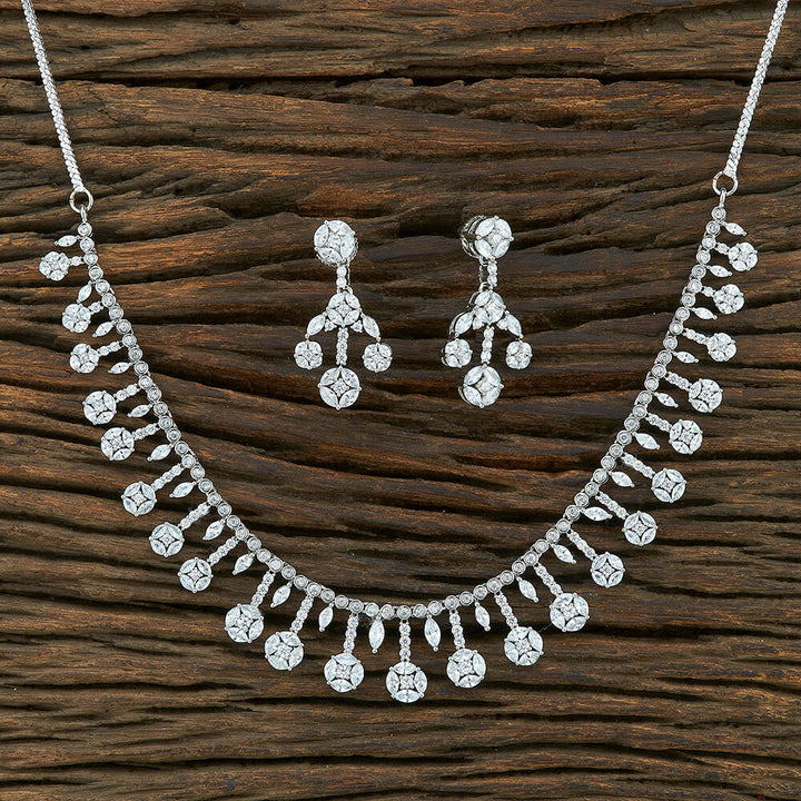 Cz Delicate Necklace With Rhodium Plating 420961