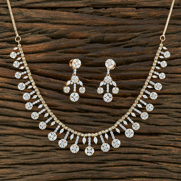 Cz Delicate Necklace With 2 Tone Plating 420962