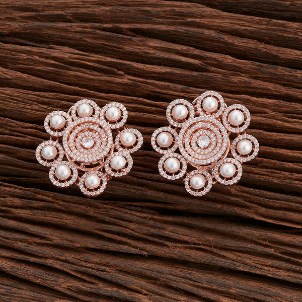 Cz Moti Earring With Rose Gold Plating 420966