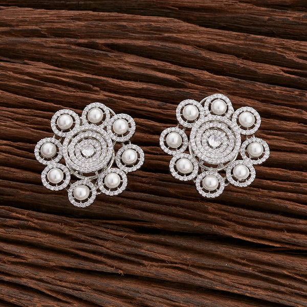 Cz Moti Earring With Rhodium Plating 420967