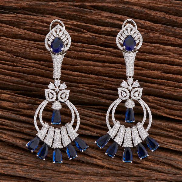 Cz Long Earring With Rhodium Plating 421005