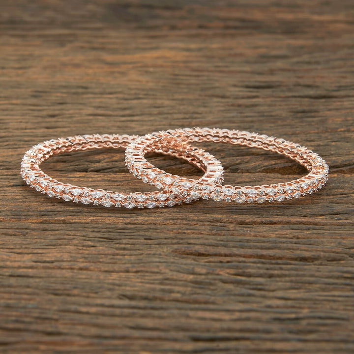 Cz Openable Bangles With Rose Gold Plating 421011