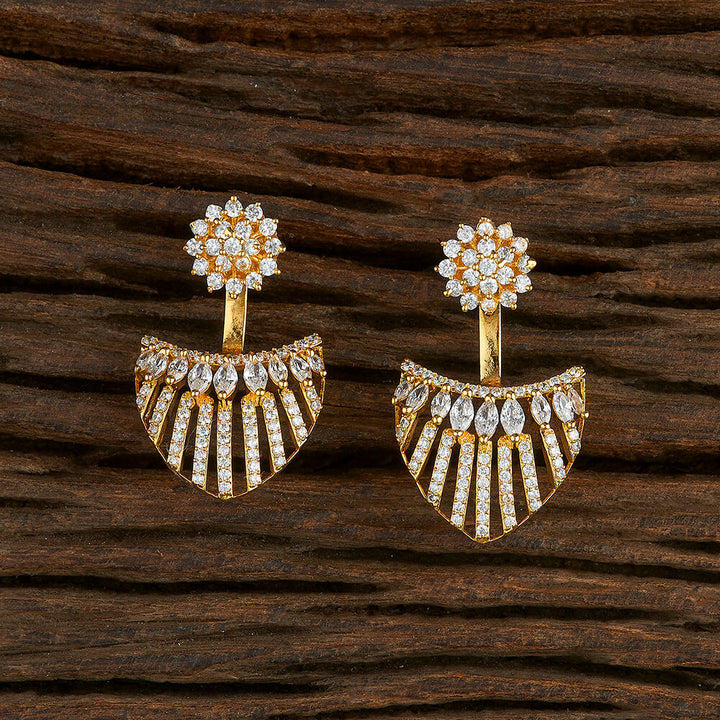 Cz Delicate Earring With Gold Plating 421226