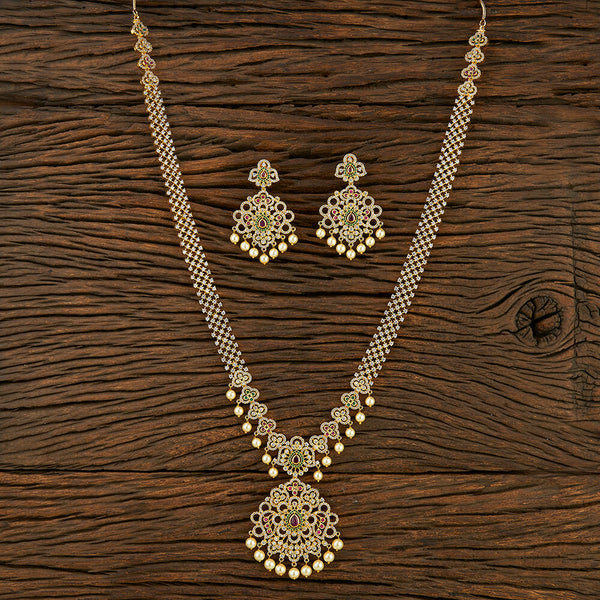 Cz Long Necklace With Gold Plating 421279