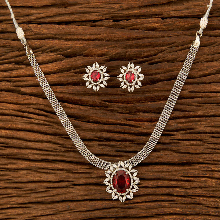 Cz Classic Pendant Set With Rhodium Plating 421452