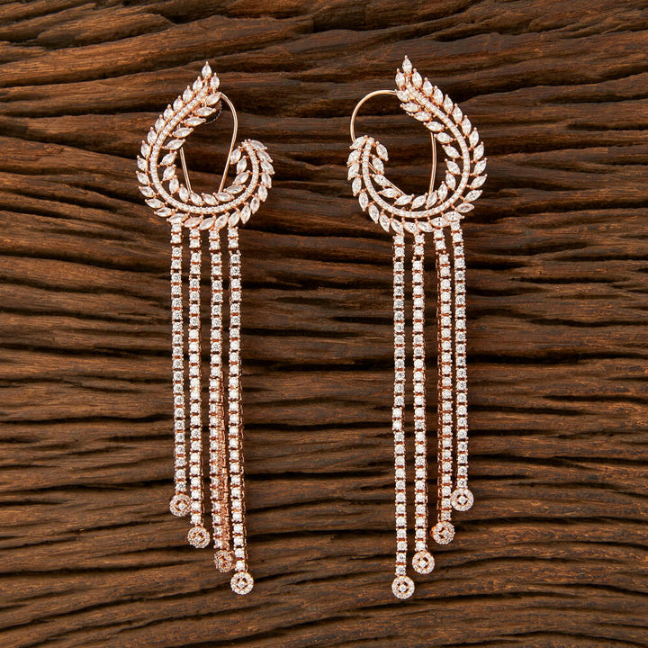 Cz Long Earring With Rose Gold Plating 421519