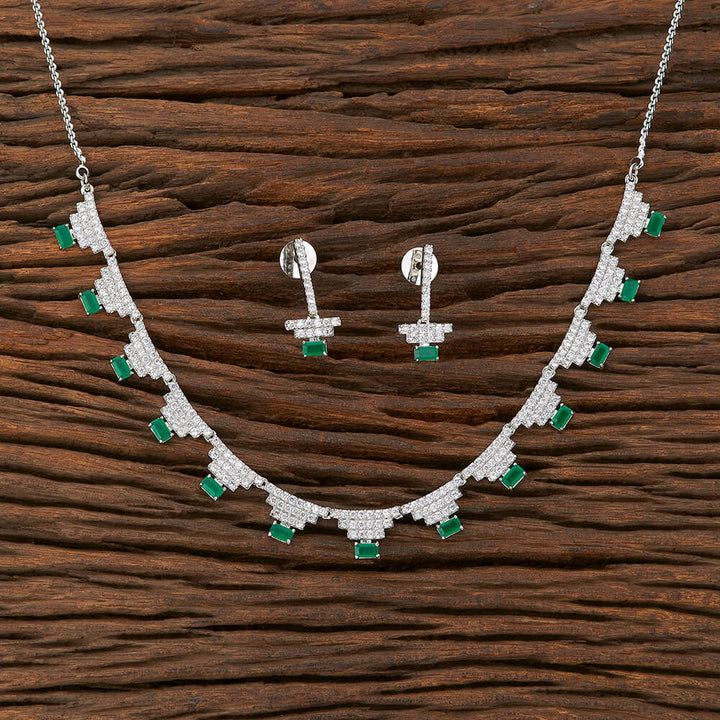 Cz Delicate Necklace With Rhodium Plating 421951