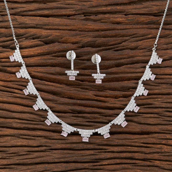 Cz Delicate Necklace With Rhodium Plating 421951