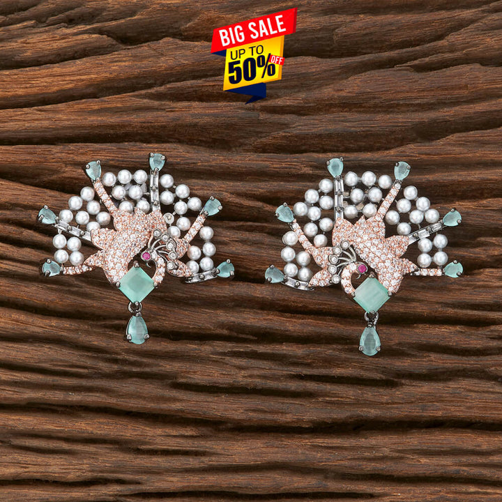 American Diamond Peacock Earring With Black Rose Plating 422722