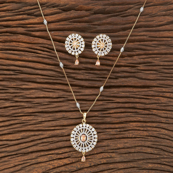 American Diamond Classic Pendant Set With 2 Tone Plating 422755