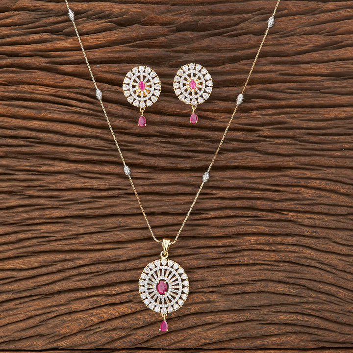 American Diamond Classic Pendant Set With 2 Tone Plating 422755