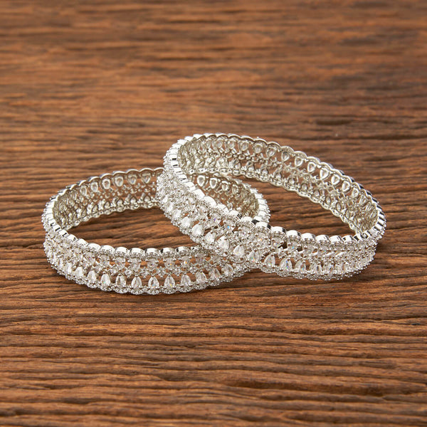 423130 American Diamond Classic Bangles With Rhodium Plating