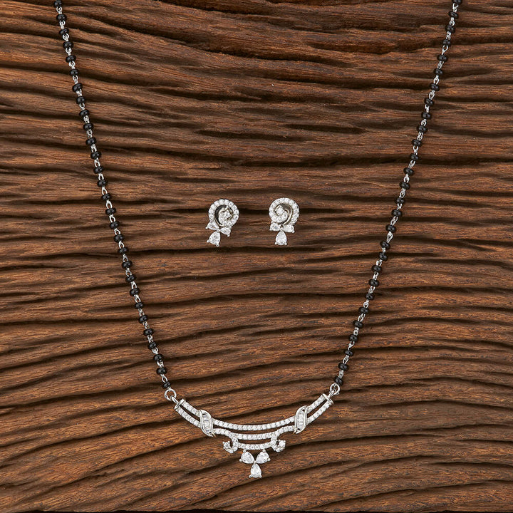 American Diamond Tanmaniya Mangalsutra With Rhodium Plating 423231