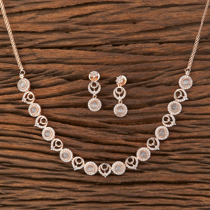 American Diamond Classic Necklace With Rose Gold Plating 423280