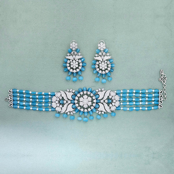 423286 Cz Classic Necklace With Rhodium Plating