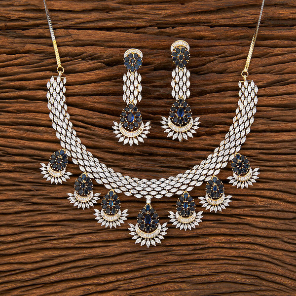 Cubic Zirconia Stiff Necklace With 2 Tone Plating 424072