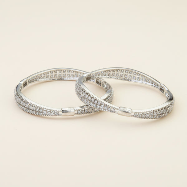 424629 Cz Classic Bangles With Gold Mehndi Plating