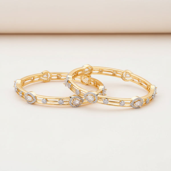 425338 Cubic Zirconia Classic Bangles With 2 Tone Plating