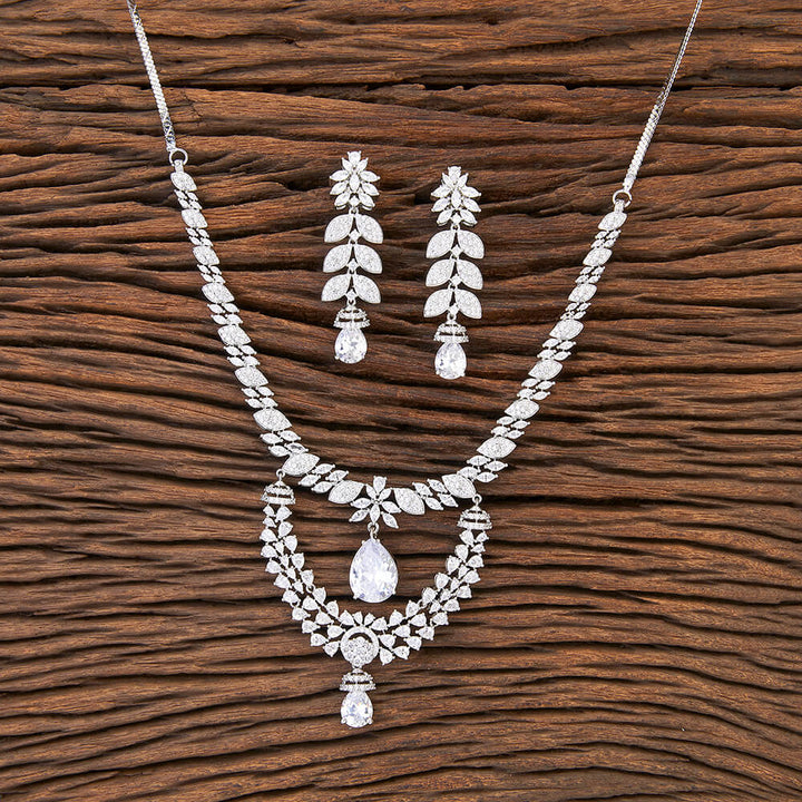 Cz Classic Necklace With Rhodium Plating 425898