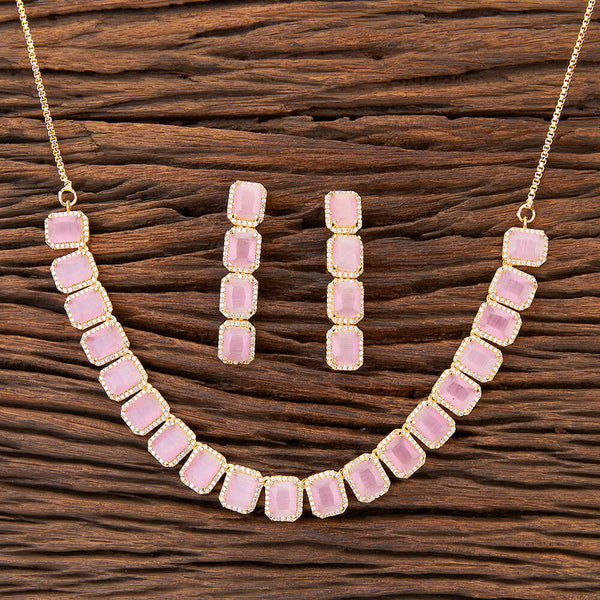 425979 Cubic Zirconia Delicate Necklace With Gold Plating