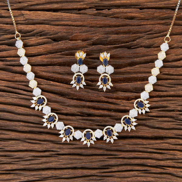 425983 Cubic Zirconia Delicate Necklace With 2 Tone Plating