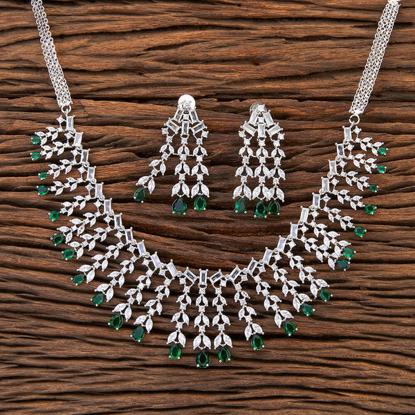 426023 Cubic Zirconia Classic Necklace With Rhodium Plating