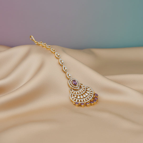 426047 Cubic Zirconia Classic Tikka With 2 Tone Plating