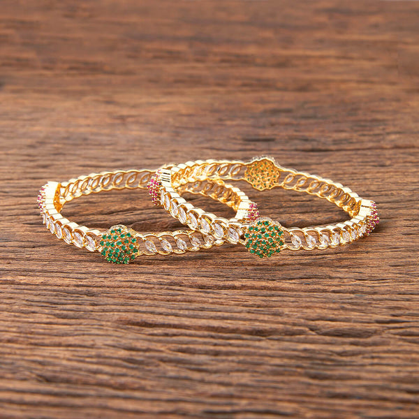 Cz Openable Bangles With Gold Plating 426083