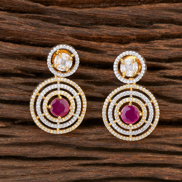 426122 Cz Short Earring With 2 Tone Plating