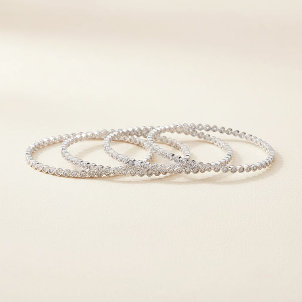 426268 Cz Delicate Bangles With Gold Rhodium Plating
