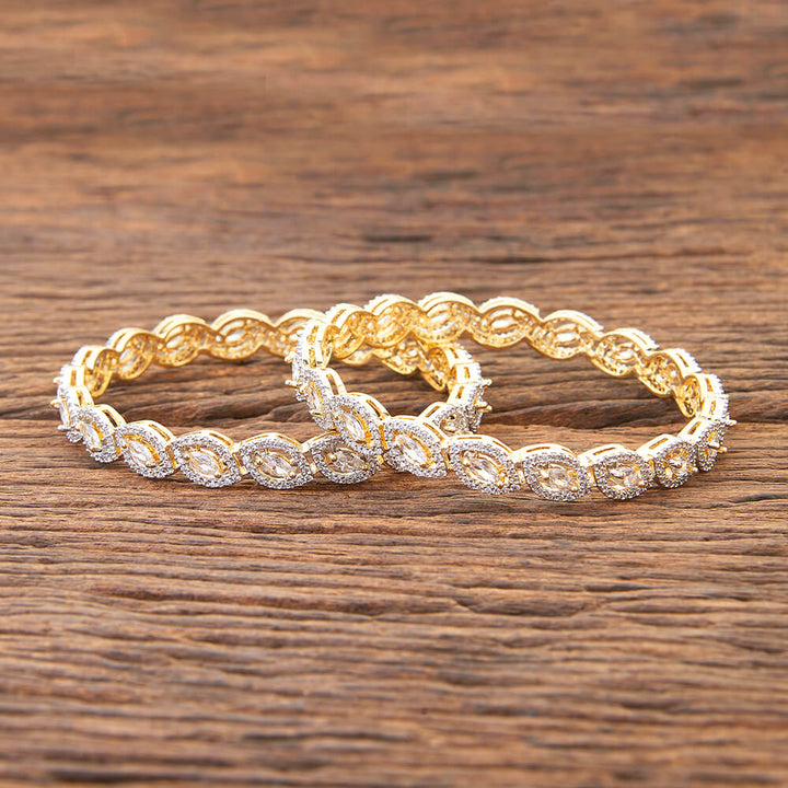 Cubic Zirconia Classic Bangles With 2 Tone Plating 426434