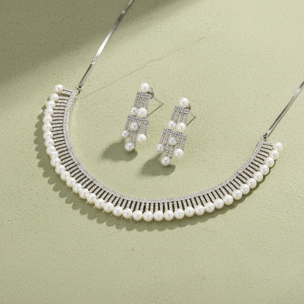 426494 Cubic Zirconia Pearl Necklace