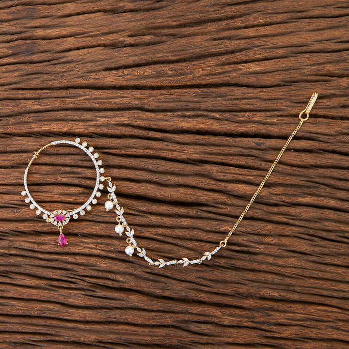 Cubic Zirconia Moti Nose Ring With 2 Tone Plating 426503