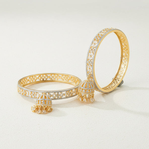 426605 Cz Classic Bangles With 2 Tone Plating