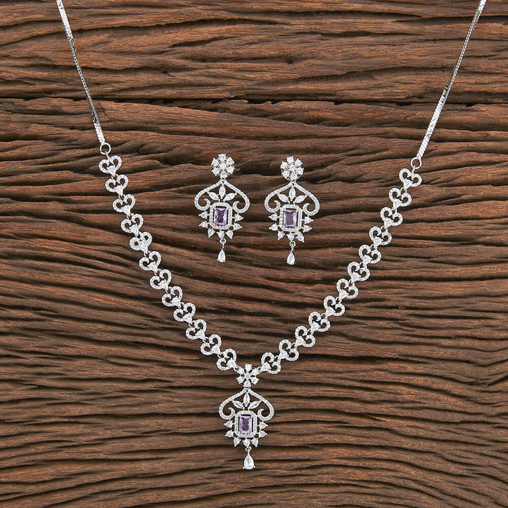 Cz Delicate Necklace With Rhodium Plating 426761